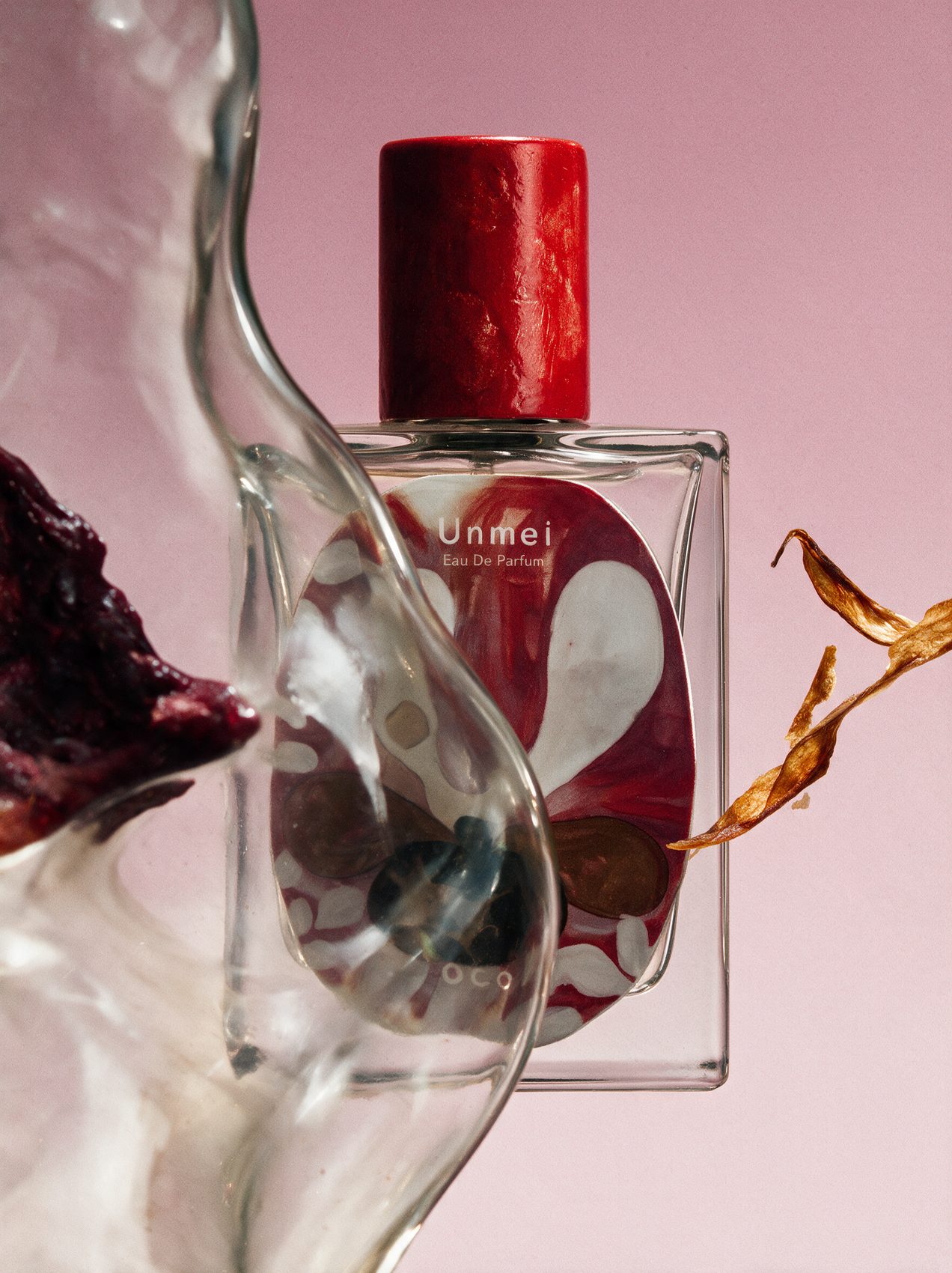 Unmei bottle with a splash of water and red beans